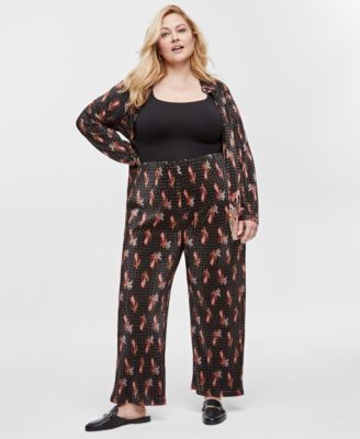 JM Collection - Plus Size Pleated Paisley-Print Pull-On Pants