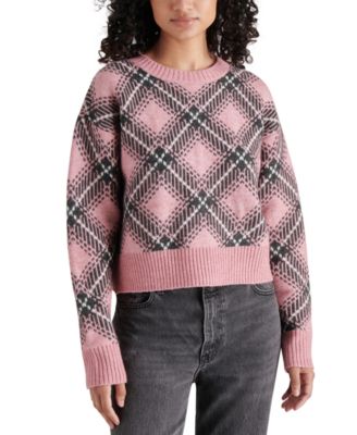 Steve Madden - Women's Becka Argyle Plaid Crewneck Sweater