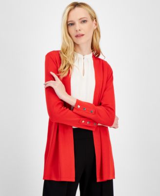 Anne Klein - Women's Carmel Open-Front Buttoned-Cuff Cardigan