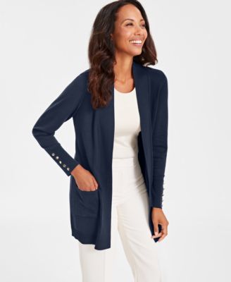 JM Collection - Women's Button-Sleeve Flyaway Cardigan