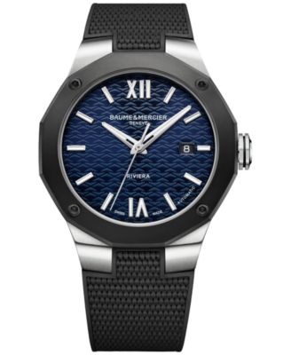 Baume & Mercier - Men's Swiss Automatic Riviera Black Rubber Strap Watch 42mm