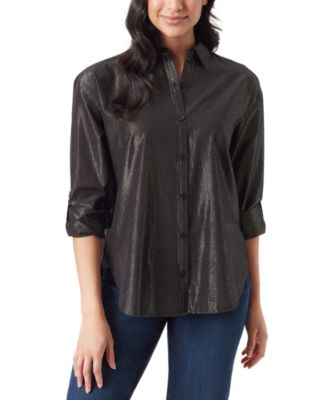 Gloria Vanderbilt - Petite Amanda Sparkle Button-Front Shirt