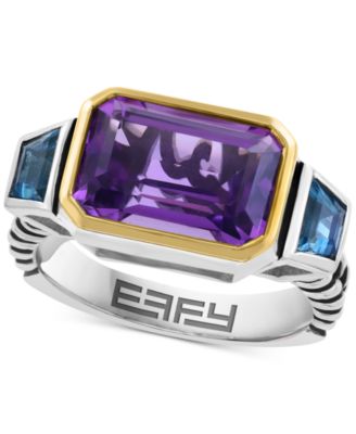 EFFY Collection - Amethyst (3-1/3 ct. t.w.) & London Blue Topaz (1 ct. t.w.) Ring in Sterling Silver & --k Yellow Gold Over Sterling Silver