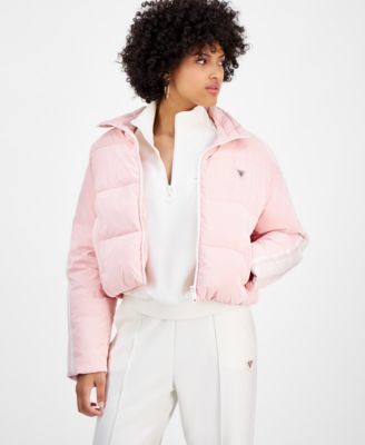 GUESS - Women's Jean Mock-Neck Zip-Front Puffer Jacket