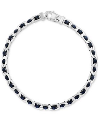 EFFY Collection - Men's Leather Woven Link Bracelet in Sterling Silver