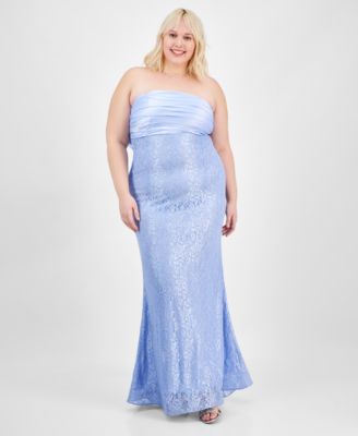 City Studios - Trendy Plus Size Lace Bow-Back Gown