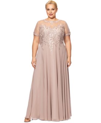 XSCAPE - Plus Size Beaded Chiffon Gown
