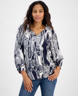 Nautica Jeans - Women's Paisley-Print Raglan Top