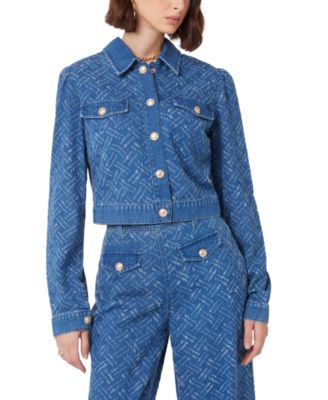 GUESS - Women's Gilly Patterned Cropped Denim Jacket