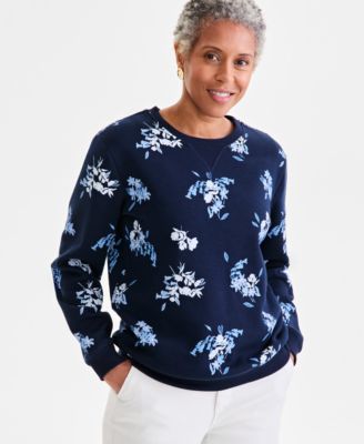 Style & Co - Women's Printed Crewneck Fleece Pullover