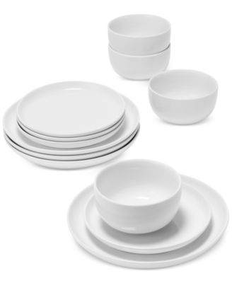 The Cellar - Whiteware James 12-Pc. Low Coupe Dinnerware Set