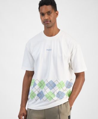 Hugo Boss - Men's Dulapo Oversized Short Sleeve Crewneck Argyle T-Shirt