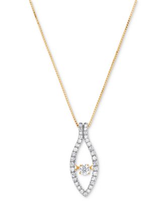 Macy's - Diamond Marquise 16" Pendant Necklace (1/3 ct. t.w.) in 14k Yellow Gold