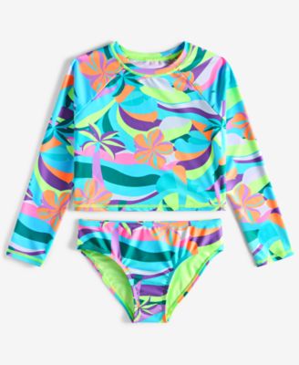 Breaking Waves - Big Girls 2-Pc. Cropped Rash Guard Swimsuit
