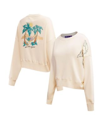 Freeze Max - Women's Cream Lilo and Stitch We're Better Together Loose Fit Cropped Pullover Sweatshirt
