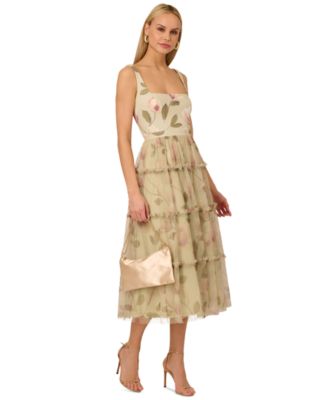 Adrianna - Women's Printed Tiered Sleeveless Midi Dress