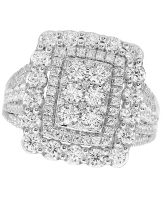 Macy's - Diamond Multi Halo Rectangle Cluster Ring (2 ct. t.w.) in 14k White Gold
