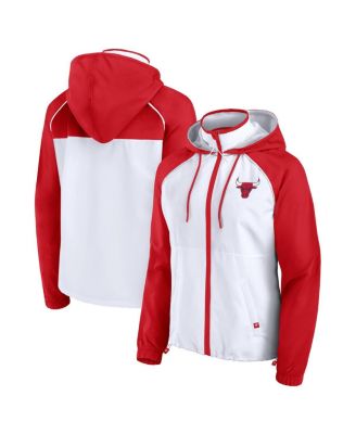 Fanatics - Women's White/Red Chicago Bulls Anorak Raglan Full-Zip Hoodie Jacket