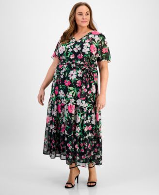 Kasper - Plus Size Floral-Print Maxi Dress