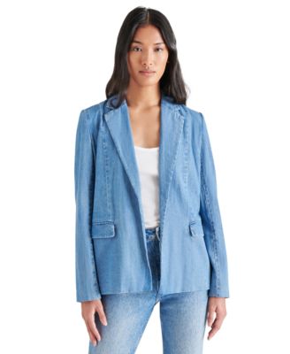 Steve Madden - Women's Payton Denim Open-Front Boyfriend Blazer