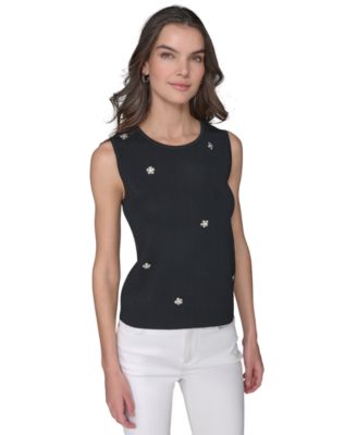 KARL LAGERFELD PARIS - Women's Floral Sleeveless Knit Top