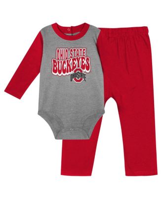Outerstuff - Baby Boys and Girls Scarlet Ohio State Buckeyes Double Up Long Sleeve Bodysuit Pant Set