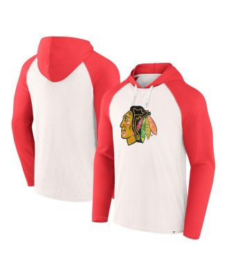 Fanatics - Men's White Chicago Blackhawks Winger Raglan Pullover Hoodie
