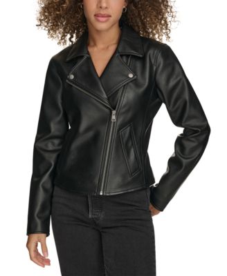Levi's - Women's Faux-Leather Asymmetric-Zip Moto Jacket