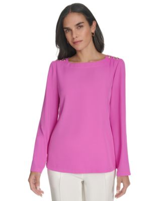 Halston - Women's Button-Trim Top