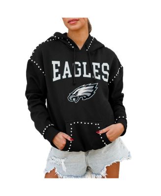 Gameday Couture - Women's  Black Philadelphia Eagles Catch the Vibe Studded Pullover Hoodie