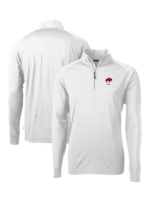 Cutter & Buck - Men's White Buffalo Bills Adapt Eco Knit Stretch Quarter-Zip Throwback Pullover Top