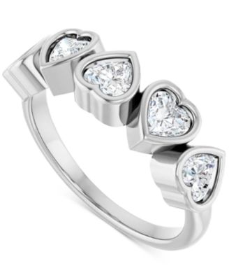 Charles & Colvard - Moissanite Hearts Ring (1-1/4 ct. t.w) in Sterling Silver