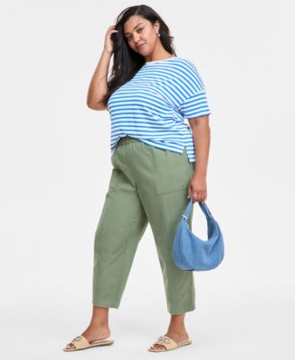 On 34th - Trendy Plus Size Barrel-Leg Utility Pants