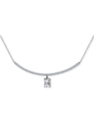 Giani Bernini - Cubic Zirconia Curved Bar Baguette Pendant Necklace, 16" + 2" extender