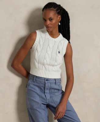 Polo Ralph Lauren - Women's Cable-Knit Cotton Cropped Vest