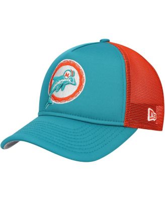 New Era - Big Boys and GIrls Aqua Miami Dolphins A-Frame 9FORTY Trucker Adjustable Hat