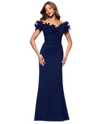 XSCAPE - Women's Ruffled-Off-The-Shoulder Crepe Gown