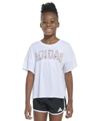 adidas - Big Girls Cotton Logo Graphic Short-Sleeve Drop-Shoulder T-Shirt