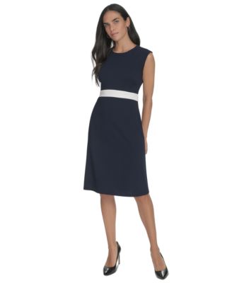 Calvin Klein - Women's Jewel-Neck Sleeveless A-Line Dress
