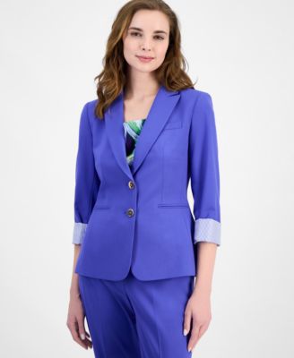 Tahari ASL - Women's Peak-Lapel Roll-Tab Button-Front Jacket