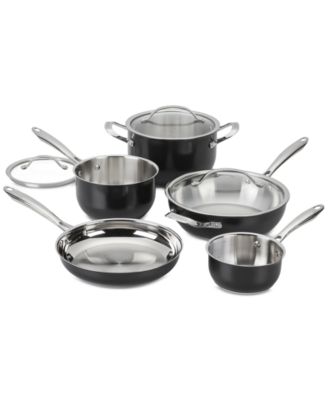 Cuisinart - 8-Pc. Black Glaze Stainless Steel Cookware Set