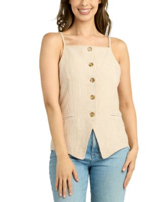 BCX - Juniors' Striped Square-Neck Sleeveless Vest