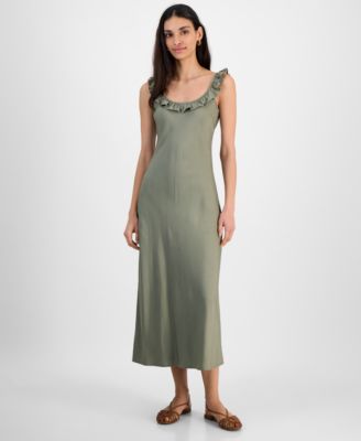 And Now This - Women's Ruffle-Trim Scoop-Neck Slip Dress