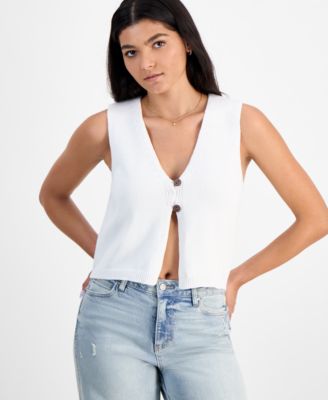 Hooked Up by IOT - Juniors' Slub Knit Double-Button Vest