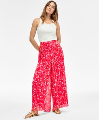 I.N.C. International Concepts - Women's Floral-Print Chiffon Wide-Leg Pants, Exclusively at Macy's