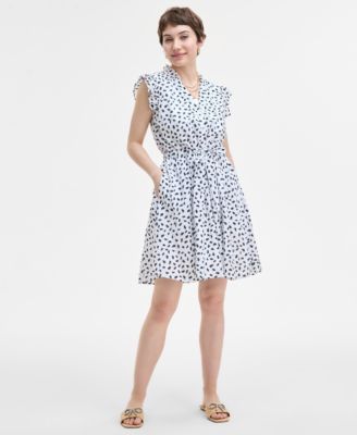 On 34th - Women's Flutter-Sleeve V-Neck Dress