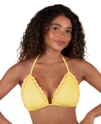 Hurley - Juniors' Macrame-Trim Triangle Bikini Top