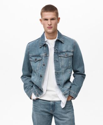 MANGO - Men's Worn-Out Effect Denim Jacket