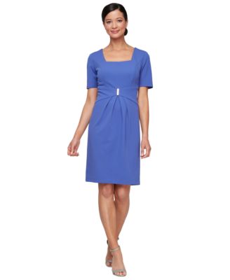 SL Fashions - Women's Square-Neck Ruched-Waist Dress