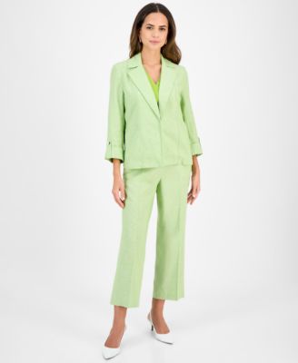 Kasper - Women's Blazer, V-Neck Top & Pull-On Pants